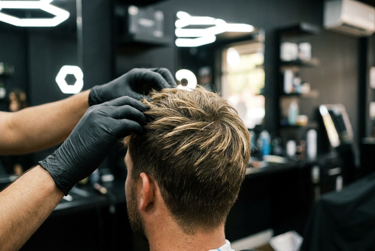 Mechas rubias naturales sobre corte texturizado